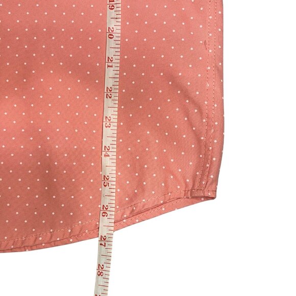 Paper Denim & Cloth Coral Polka Dot Short Sleeve Button Down Shirt Sz M Slim Fit - Picture 7 of 10